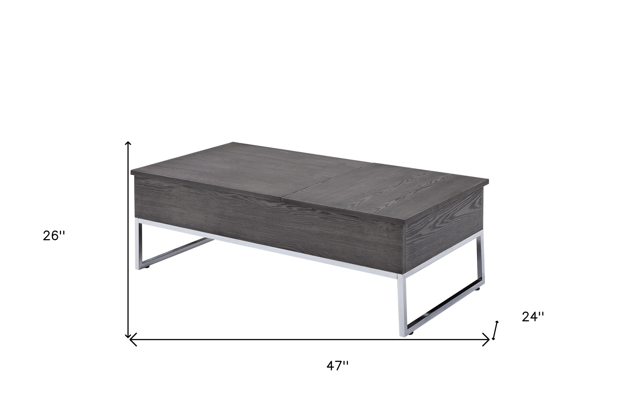 47 Inch Chrome Gray Oak Lift Top Coffee Table With Storage 10 47 Inch Chrome Gray Oak Lift Top Coffee Table With Storage