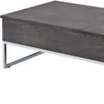 47 Inch Chrome Gray Oak Lift Top Coffee Table With Storage