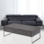 47 Inch Chrome Gray Oak Lift Top Coffee Table With Storage