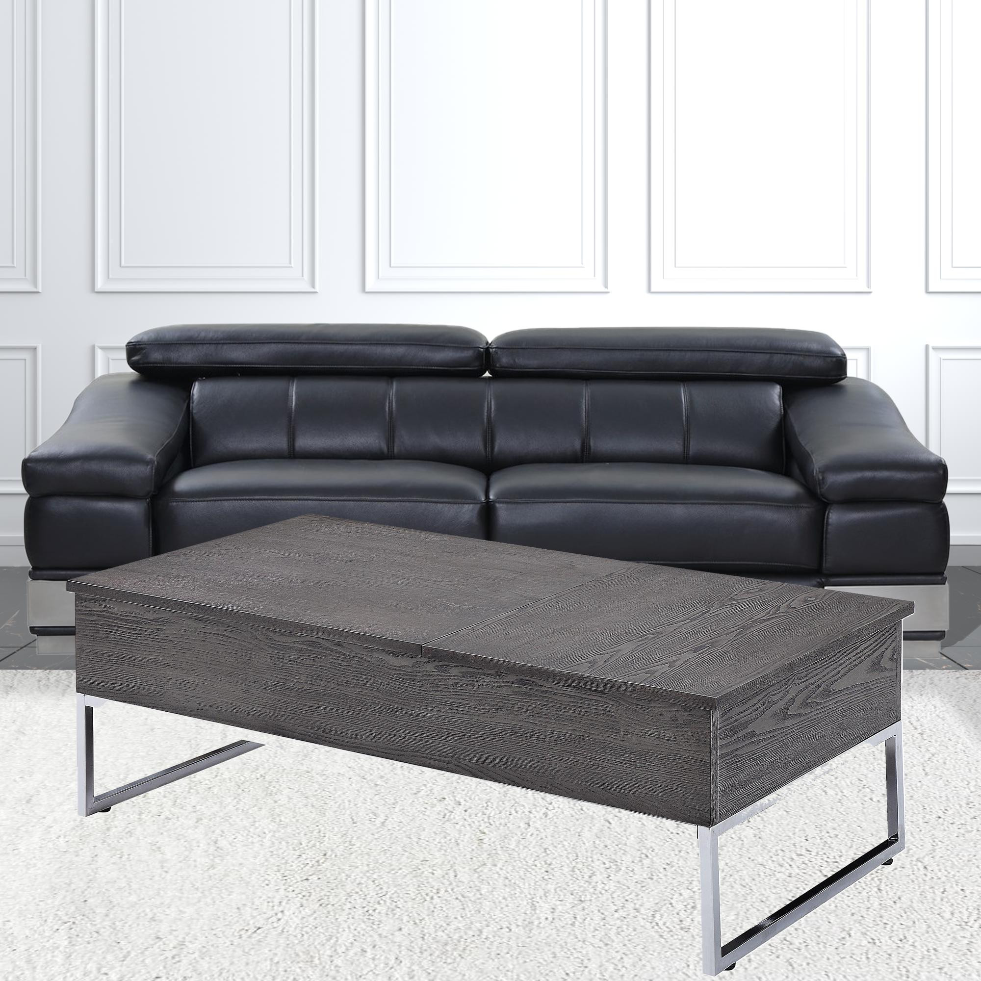 47 Inch Chrome Gray Oak Lift Top Coffee Table With Storage 7 47 Inch Chrome Gray Oak Lift Top Coffee Table With Storage