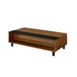 47 Inch Walnut and Black Lift Top Coffee Table With Shelf