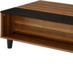 47 Inch Walnut and Black Lift Top Coffee Table With Shelf
