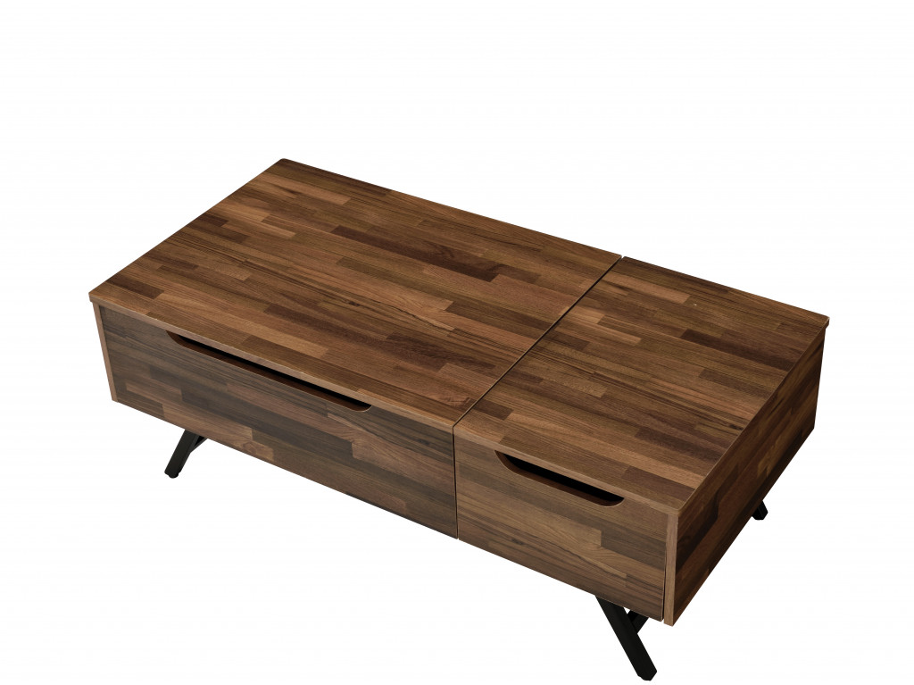 48 Inch Brown Black Metal Lift Top Coffee Table With Storage 1 48 Inch Brown Black Metal Lift Top Coffee Table With Storage