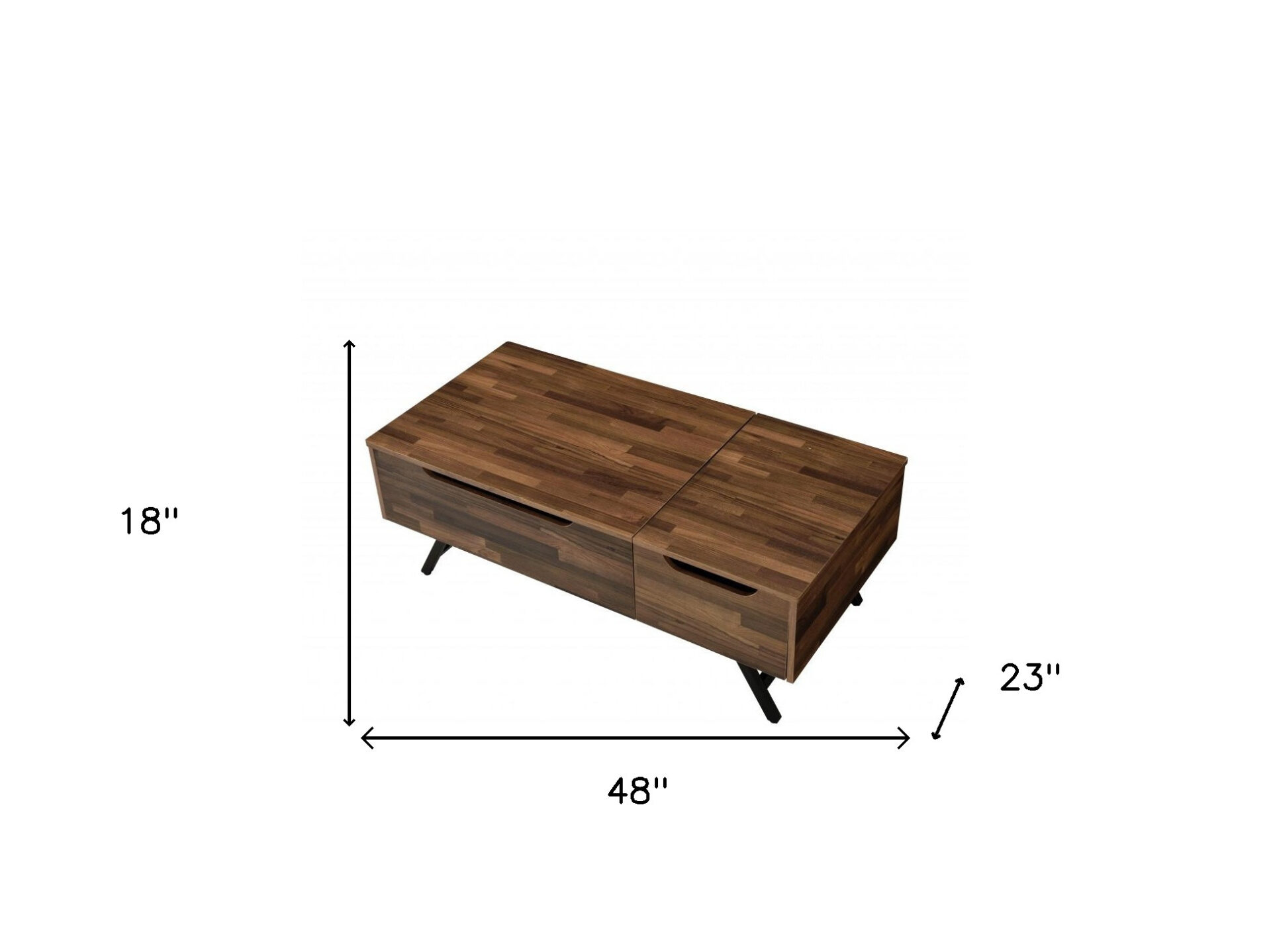 48 Inch Brown Black Metal Lift Top Coffee Table With Storage 5 48 Inch Brown Black Metal Lift Top Coffee Table With Storage - Image 5