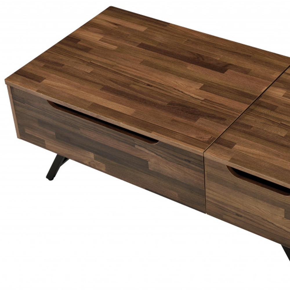 48 Inch Brown Black Metal Lift Top Coffee Table With Storage 4 48 Inch Brown Black Metal Lift Top Coffee Table With Storage - Image 4