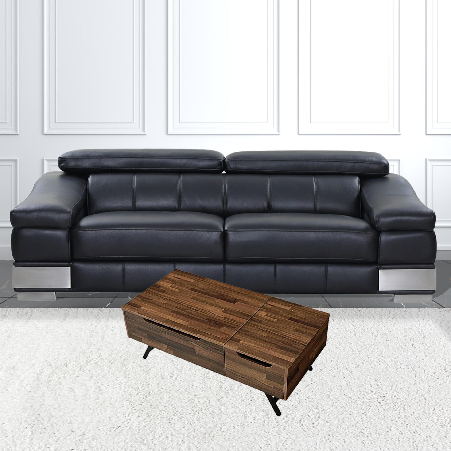 48 Inch Brown Black Metal Lift Top Coffee Table With Storage 2 48 Inch Brown Black Metal Lift Top Coffee Table With Storage - Image 2