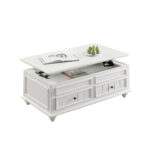 48-Inch White Lift Top Coffee Table With Two Drawers