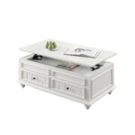 48-Inch White Lift Top Coffee Table With Two Drawers