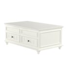 48-Inch White Lift Top Coffee Table With Two Drawers