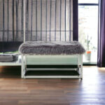 40" Modern Glam Gray Faux Fur Bench with Silver Base 11 40" Modern Glam Gray Faux Fur Bench with Silver Base