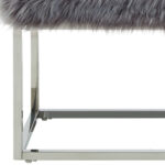 40" Modern Glam Gray Faux Fur Bench with Silver Base 16 40" Modern Glam Gray Faux Fur Bench with Silver Base