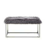 40" Modern Glam Gray Faux Fur Bench with Silver Base 10 40" Modern Glam Gray Faux Fur Bench with Silver Base
