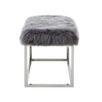 40" Modern Glam Gray Faux Fur Bench with Silver Base 14 40" Modern Glam Gray Faux Fur Bench with Silver Base