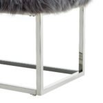 40" Modern Glam Gray Faux Fur Bench with Silver Base 15 40" Modern Glam Gray Faux Fur Bench with Silver Base