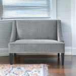 45" Gray and Brown Modern Velvet Upholstered Bench with Back 11 45" Gray and Brown Modern Velvet Upholstered Bench with Back
