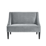 45" Gray and Brown Modern Velvet Upholstered Bench with Back 17 45" Gray and Brown Modern Velvet Upholstered Bench with Back