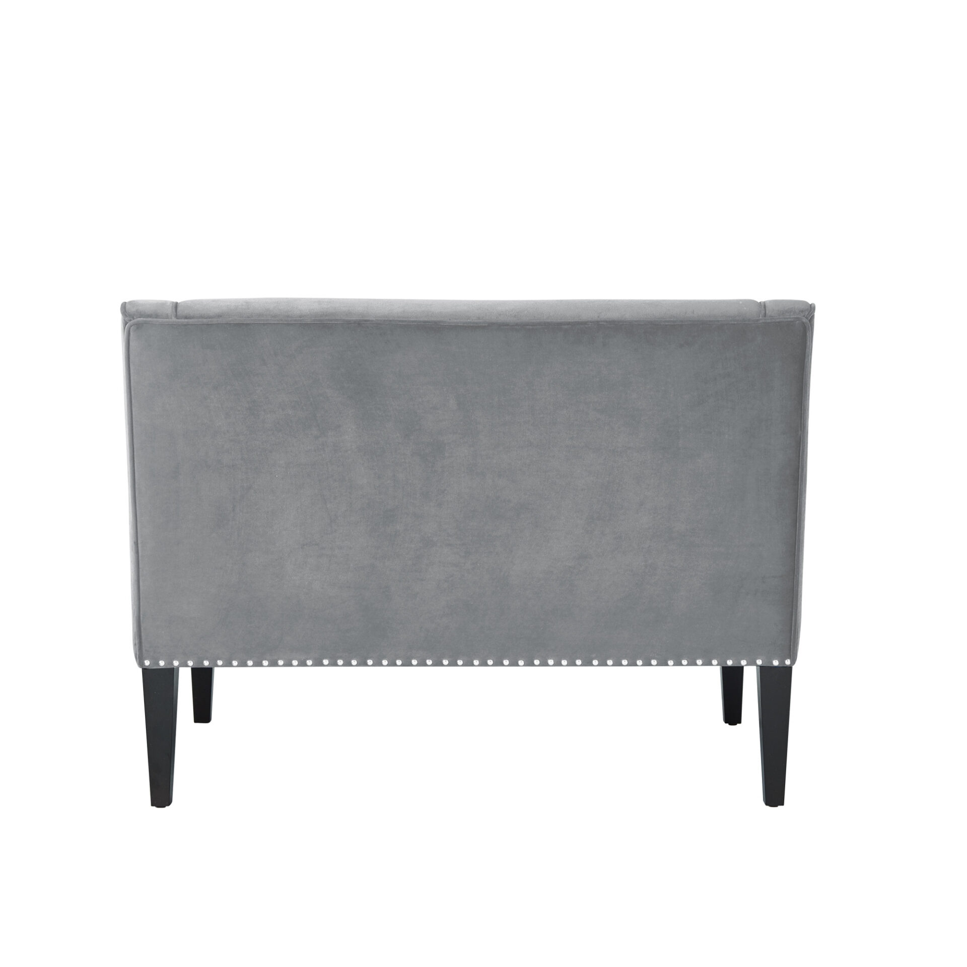 45" Gray and Brown Modern Velvet Upholstered Bench with Back 4 45" Gray and Brown Modern Velvet Upholstered Bench with Back - Image 4