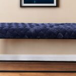 39" Navy Blue Velvet Upholstered Bench with Black Metal Frame 8 39" Navy Blue Velvet Upholstered Bench with Black Metal Frame