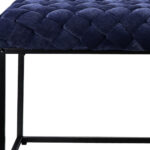 39" Navy Blue Velvet Upholstered Bench with Black Metal Frame 10 39" Navy Blue Velvet Upholstered Bench with Black Metal Frame