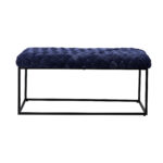 39" Navy Blue Velvet Upholstered Bench with Black Metal Frame 7 39" Navy Blue Velvet Upholstered Bench with Black Metal Frame