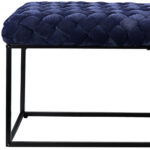 39" Navy Blue Velvet Upholstered Bench with Black Metal Frame 11 39" Navy Blue Velvet Upholstered Bench with Black Metal Frame