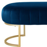 53" Navy Blue Velvet Bench with Gold Metal Legs 11 53" Navy Blue Velvet Bench with Gold Metal Legs
