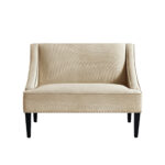 45" Beige and Black Upholstered Linen Bench with Back Support