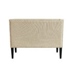 45" Beige and Black Upholstered Linen Bench with Back Support