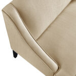 45" Beige and Black Upholstered Linen Bench with Back Support