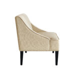 45" Beige and Black Upholstered Linen Bench with Back Support