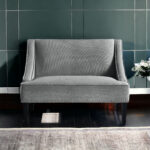 45" Light Gray and Black Upholstered Bench with Backrest