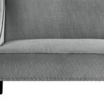 45" Light Gray and Black Upholstered Bench with Backrest