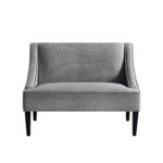 45" Light Gray and Black Upholstered Bench with Backrest