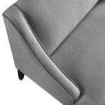 45" Light Gray and Black Upholstered Bench with Backrest