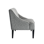 45" Light Gray and Black Upholstered Bench with Backrest