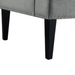 45" Light Gray and Black Upholstered Bench with Backrest
