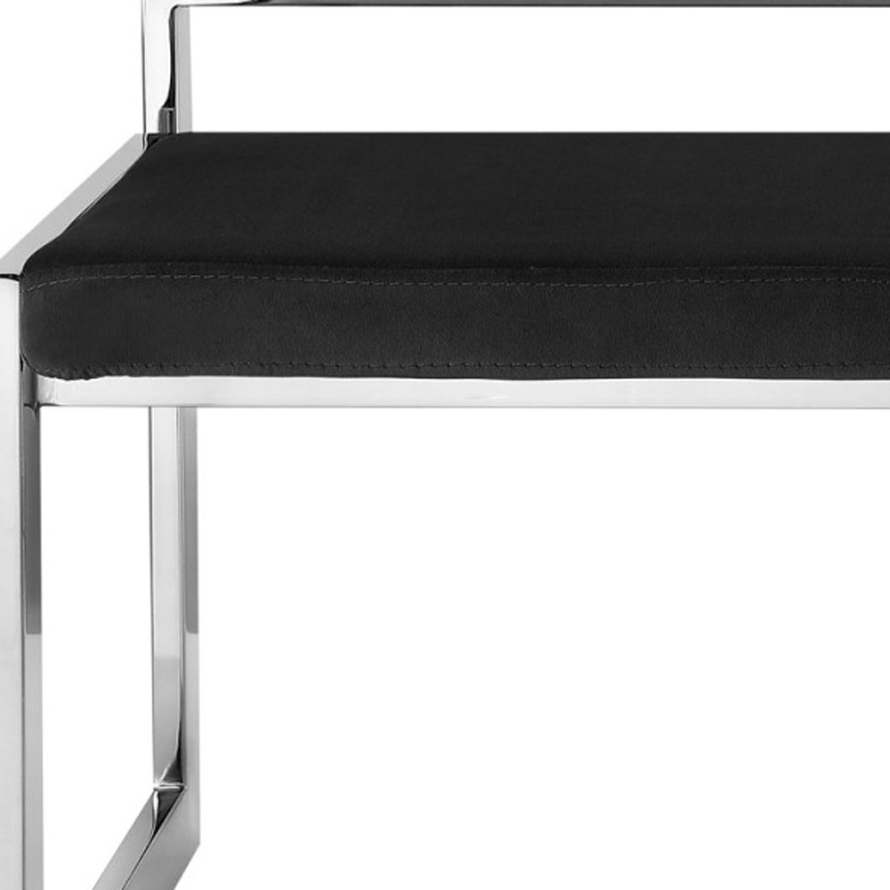 48" Black and Silver Velvet Upholstered Entryway Bench 3 48" Black and Silver Velvet Upholstered Entryway Bench - Image 3