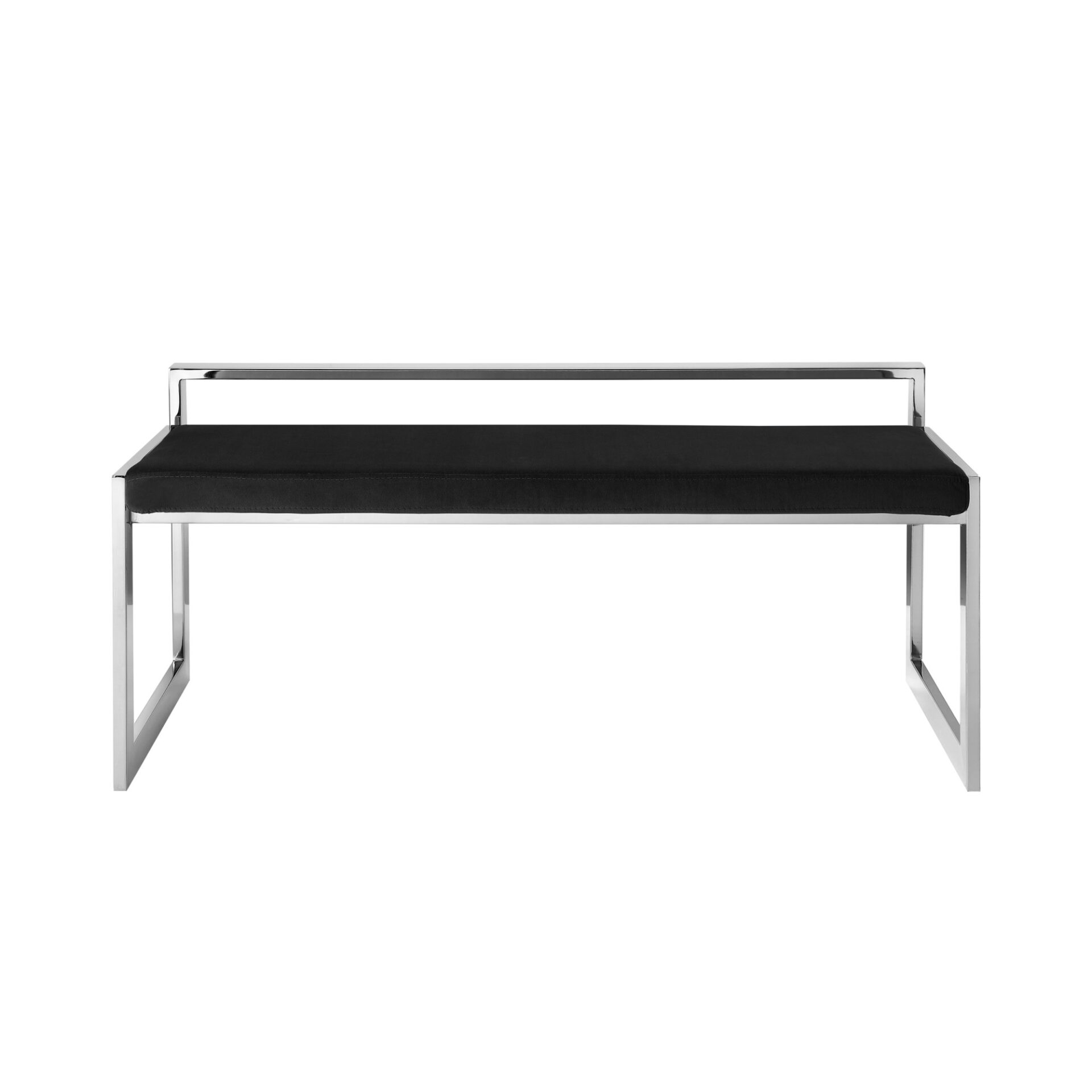 48" Black and Silver Velvet Upholstered Entryway Bench 2 48" Black and Silver Velvet Upholstered Entryway Bench - Image 2