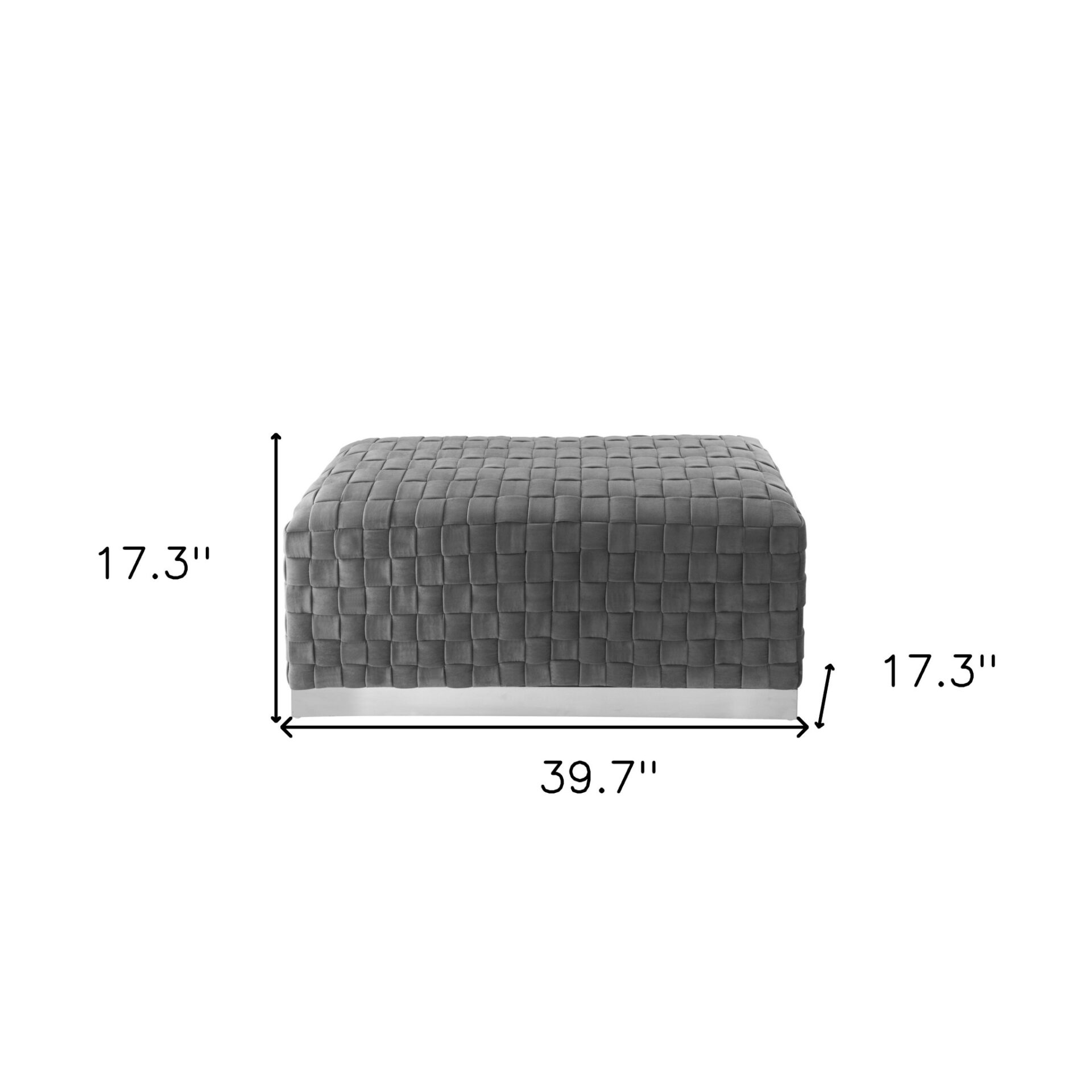40" Gray and Silver Velvet Upholstered Bench with Metal Frame 6 40" Gray and Silver Velvet Upholstered Bench with Metal Frame - Image 6