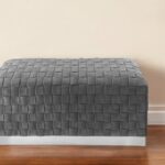 40" Gray and Silver Velvet Upholstered Bench with Metal Frame 8 40" Gray and Silver Velvet Upholstered Bench with Metal Frame