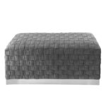 40" Gray and Silver Velvet Upholstered Bench with Metal Frame 9 40" Gray and Silver Velvet Upholstered Bench with Metal Frame