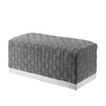 40" Gray and Silver Velvet Upholstered Bench with Metal Frame 10 40" Gray and Silver Velvet Upholstered Bench with Metal Frame