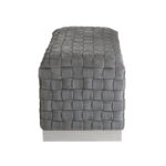 40" Gray and Silver Velvet Upholstered Bench with Metal Frame 12 40" Gray and Silver Velvet Upholstered Bench with Metal Frame