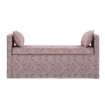 53" Red and Ivory Paisley Upholstered Linen Bench with Pillows 10 53" Red and Ivory Paisley Upholstered Linen Bench with Pillows