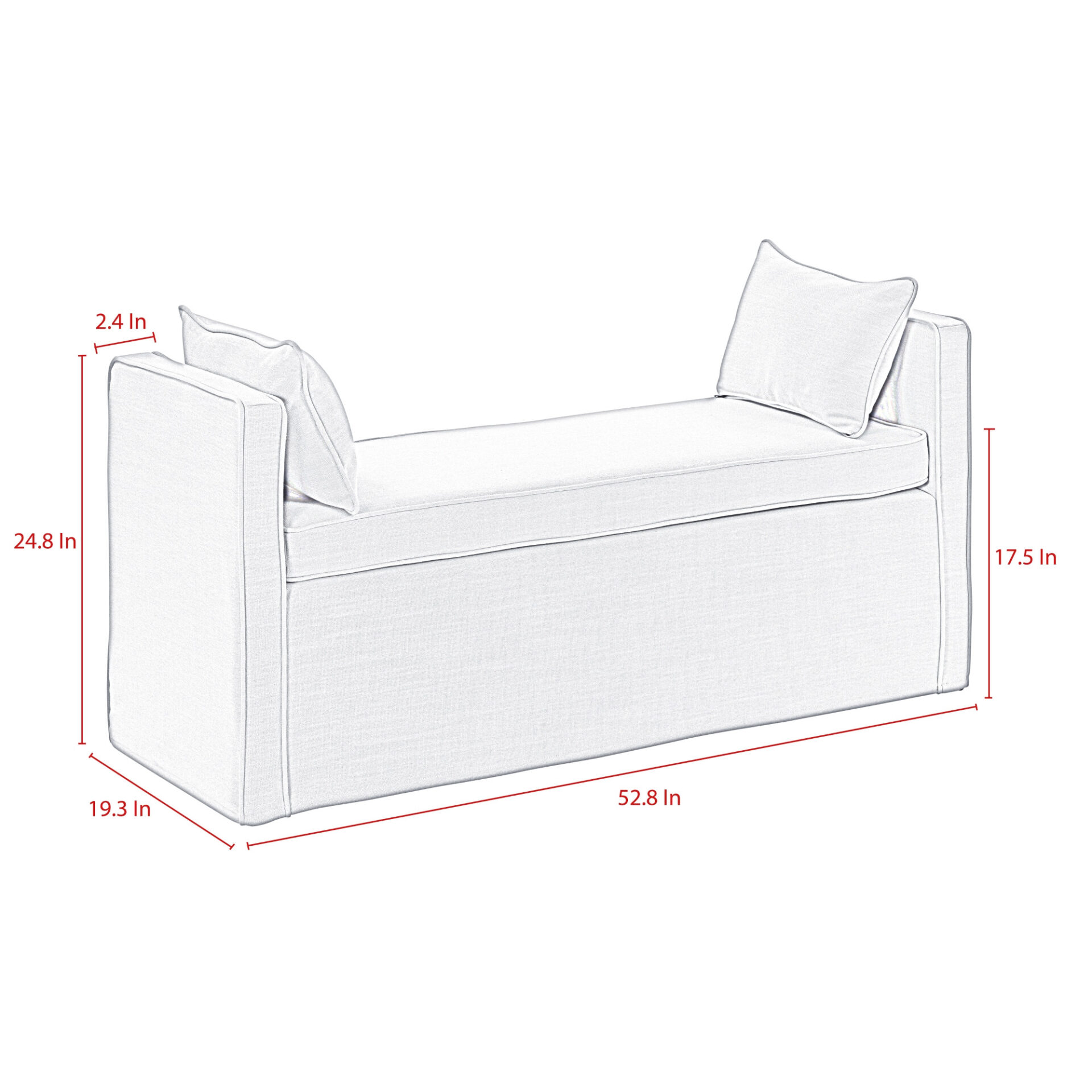 53" Red and Ivory Paisley Upholstered Linen Bench with Pillows 8 53" Red and Ivory Paisley Upholstered Linen Bench with Pillows - Image 8