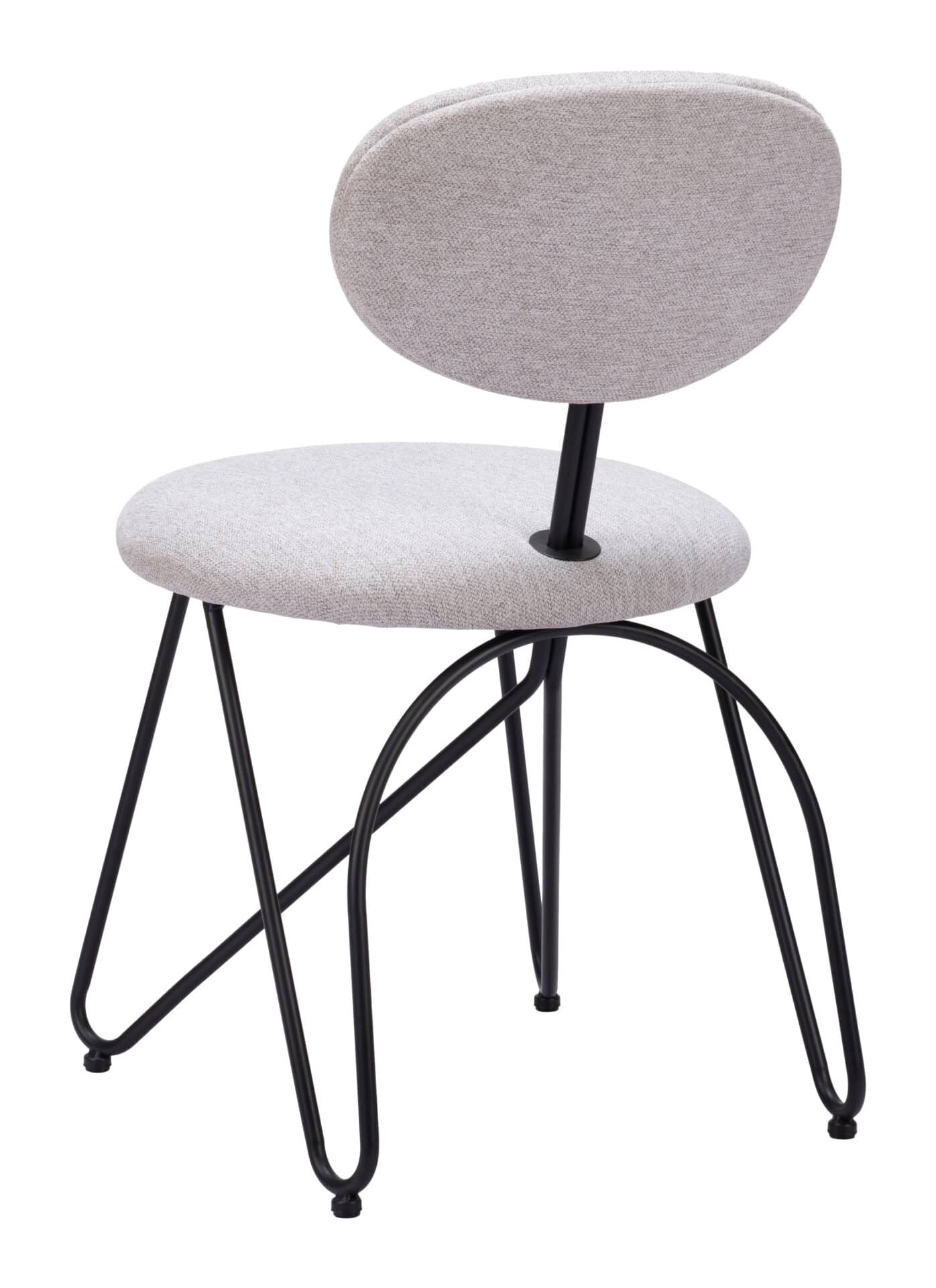 Modern Gray Dining Chair with Steel Frame and Teddy Fabric (Set of 2) 5 Modern Gray Dining Chair with Steel Frame and Teddy Fabric (Set of 2) - Image 5