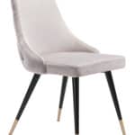 Gray Velvet Tufted Side Chair with Brass Legs (Set of 2) 13 Gray Velvet Tufted Side Chair with Brass Legs (Set of 2)