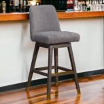 30-Inch Gray and Brown Swivel Bar Stool with Footrest 10 30-Inch Gray and Brown Swivel Bar Stool with Footrest