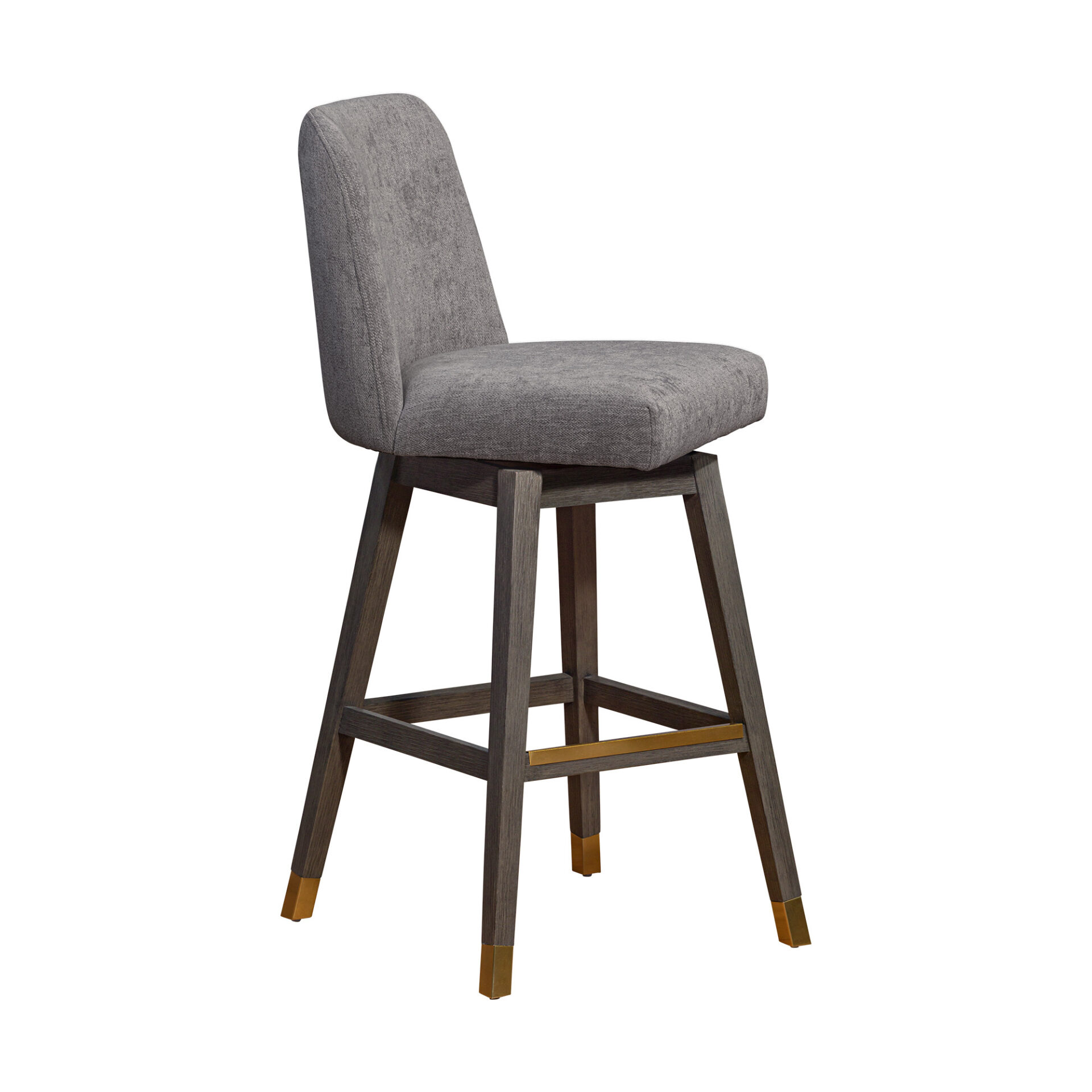30-Inch Gray and Brown Swivel Bar Stool with Footrest 3 30-Inch Gray and Brown Swivel Bar Stool with Footrest - Image 3
