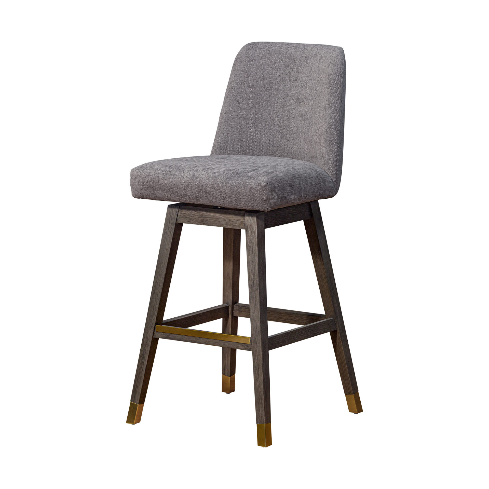 30-Inch Gray and Brown Swivel Bar Stool with Footrest 7 30-Inch Gray and Brown Swivel Bar Stool with Footrest - Image 7